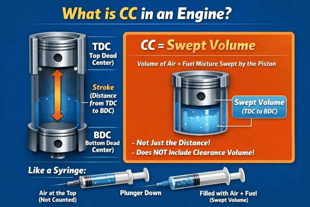 cc in engine with TDC and BDC